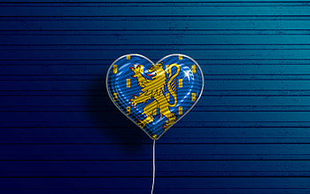 I Love Franche-Comte, , realistic balloons, blue wooden background, Day of Franche-Comte, french provinces, flag of Franche-Comte, France, balloon with flag, Provinces of France, Franche-Comte flag, Franche-Comte HD wallpaper