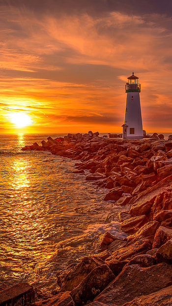 Lighthouse sunrise, Lighthouse sunset, Sony Xperia, Premium HD phone wallpaper