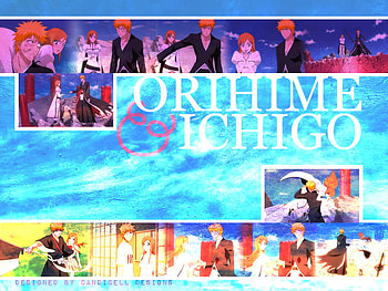 Orihime and ichigo, colorful, anime, boy, love, girl HD wallpaper