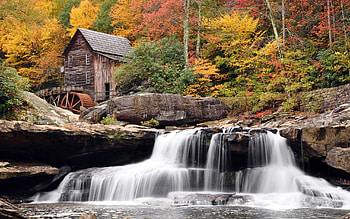 Landscape, Houses, Rivers, Autumn HD wallpaper
