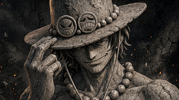 Portgas D. Ace — Stone Guardian, One Piece, Anime Character, Statue, Cowboy Hat HD wallpaper