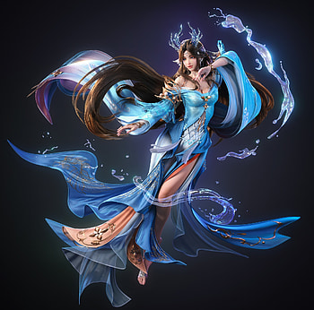 Fantasy girl, blue, jonathan zo, girl, fantasy HD wallpaper