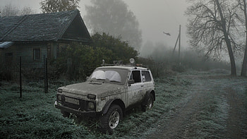 Stalker, cars, forest HD wallpaper