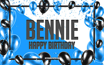 Happy Birtay Bennie, Birtay Balloons Background, Bennie, with names, Bennie Happy Birtay, Blue Balloons Birtay Background, Bennie Birtay HD wallpaper