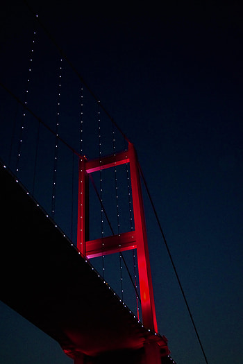 Night, Architecture, Miscellanea, Miscellaneous, Bridge, Glow, Garland, Garlands HD phone wallpaper