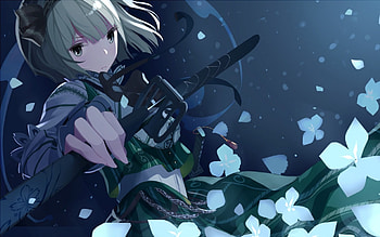 Youmu Konpaku, anime girl, anime, flower petals, touhou, flowers HD wallpaper