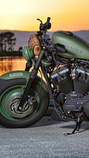 Harley-Davidson Auto, Green machine, Samsung Galaxy HD phone wallpaper