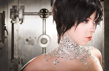 Diamond Necklace, necklace, girl, diamond, beautiful, woman, lady, 3d, fantasy, abstract, cg HD wallpaper