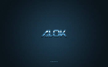 Alok logo, blue shiny logo, Alok metal emblem, blue carbon fiber texture, Alok, brands, creative art, Alok emblem HD wallpaper