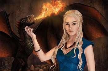 Emilia Clarke With Dragons, dragon, tv-shows, game-of-thrones, emilia-clarke HD wallpaper