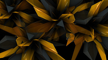 Abstract - Facets Abstract Design Black Gold Polygon HD wallpaper