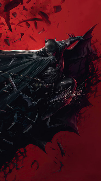 Batman, red, art HD phone wallpaper