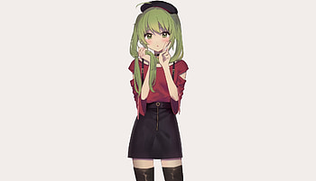 Green hair, cute, anime girl, original HD wallpaper