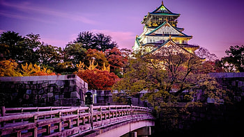 Osaka Castle, Travels, Fall scenery, Castle at dusk HD wallpaper