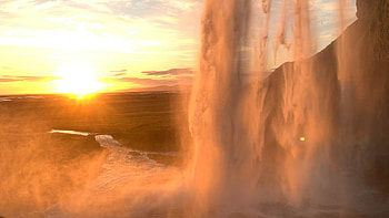 Sunset From Waterfall Behind, waterfall, sunset, nature HD wallpaper