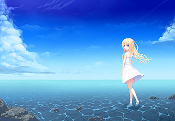 Blonde hair blue eyes clouds dress original sky uttt water . HD wallpaper