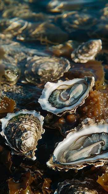 Ocean Delight: Oyster and Seaweed HD phone wallpaper