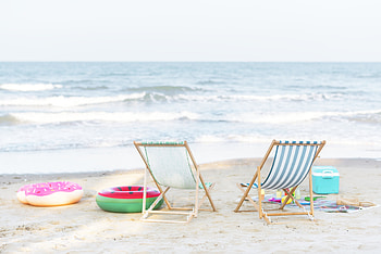 Summer Beach, Wave, Sand, Chaises, Sea HD wallpaper