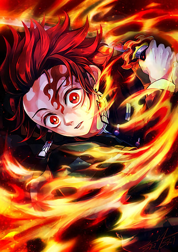 Tanjiro demon slayer, art, liquid HD phone wallpaper