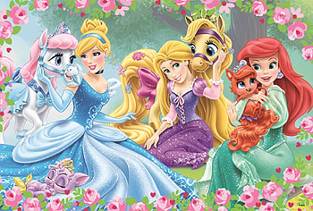 Disney princesses, ariel, cinderella, fantasy, disney, pet, girl, princess, rapunzel HD wallpaper