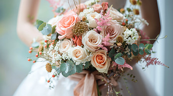 Elegant Wedding Bouquet, wedding bouquet, bride, rose, floral arrangement, Pastel Color HD wallpaper