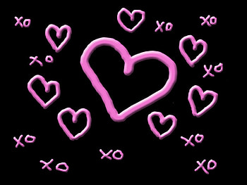 hearts and kisses, pink, kisses, love, hearts, valentines day HD wallpaper