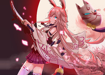 Sword, Mask, Yae Sakura, Benghuai Xueyuan, Anime HD wallpaper