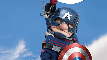 Cuptain America, up, captain-america, superheroes, artist, artwork, digital-art HD wallpaper
