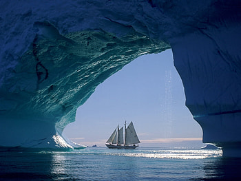 Landscape, Yachts, Icebergs HD wallpaper