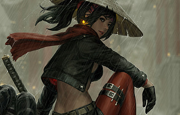 Samurai Warrior Katana Digital Art, artist, artwork, digital-art, warrior, samurai, fantasy-girls HD wallpaper