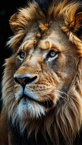 Majestic Lion Portrait Close-up, Animal, Wildlife HD phone wallpaper