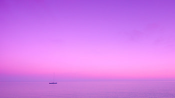 Nature, Sea, Lilac, Horizon, Boat HD wallpaper