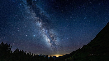 Landscape, Mountains, Night, Dark, Starry Sky, Milky Way HD wallpaper