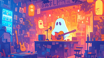 Halloween - Ghost, ghost, cute, aesthetic anime, AI Art, halloween, cute halloween HD wallpaper