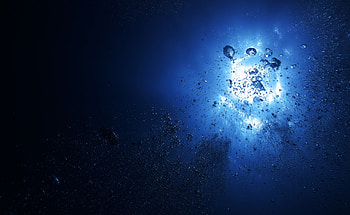 Water, Light, Bubbles, Depth, Dark blue HD wallpaper