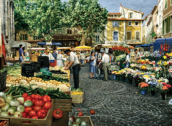 Farmers' Market F1, artwork, scenery, wide screen, architecture, painting, art, cityscape, market HD wallpaper
