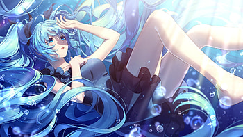Anime-Cyan-hair, Girl, Cyan, Anime, hair HD wallpaper