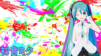 Hatsune Miku, colorful, twintail, cute, girl, headset, beautiful, vocaloid, miku, vocaloids, anime, rainbow, pretty, hatsune HD wallpaper