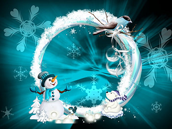 Winter mood, winter, frost, frozen, bird, mood, art, smile, ribbon, cold, snowman, background, snowflakes, snow, funny, new year HD wallpaper