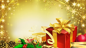 Christmas Presents, , present, gold, red HD wallpaper