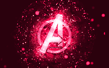 Avengers pink logo, , pink neon lights, creative, pink abstract background, Avengers logo, superheroes, Avengers HD wallpaper