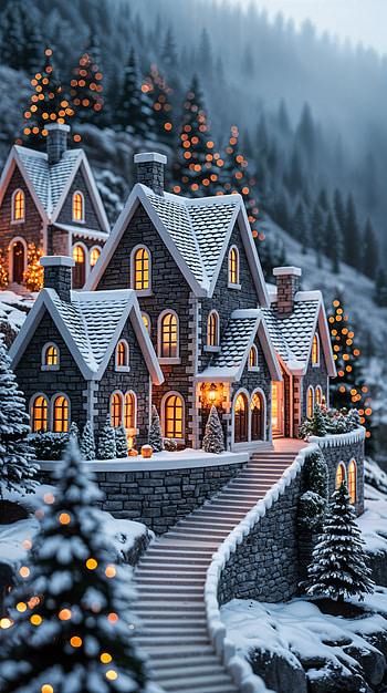 Cozy Christmas Chalet | Snowy Night Cottage | Festive Hearth | Alpine Glow, cottage, snow, winter, Christmas HD phone wallpaper
