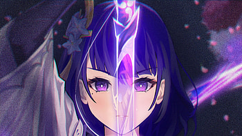 Purple Eyes Baal Raiden Shogun With Sword Genshin Impact HD wallpaper