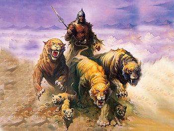 King of tigers, fantasy, tigers HD wallpaper