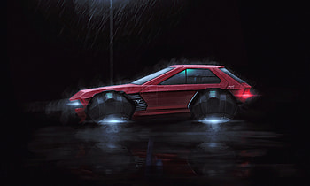 Levitating Cyber Car, cyberpunk, artist, artwork, digital-art, artstation HD wallpaper