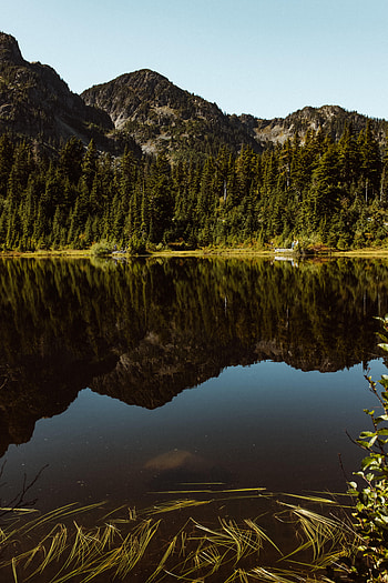 Nature, Water, Grass, Mountains, Rocks, Lake HD phone wallpaper
