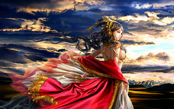 Fantasy girl, sky, fantasy, 3d, woman HD wallpaper