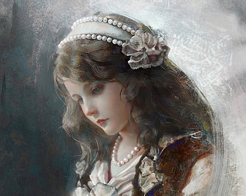 Girl, art, fantasy, pearls, aohua, face, luminos, frumusete, tang maohua, jewel HD wallpaper