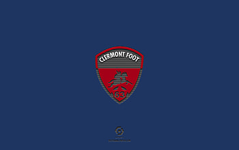 Clermont Foot 63, blue background, French football team, Clermont Foot 63 emblem, Ligue 1, Clermont-Ferrand, France, football, Clermont Foot 63 logo HD wallpaper