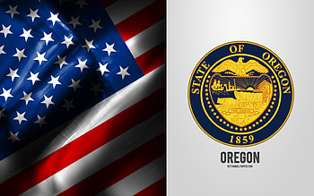 Seal of Oregon, USA Flag, Oregon emblem, Oregon coat of arms, Oregon badge, American flag, Oregon, USA HD wallpaper